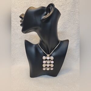 Vintage Navajo Sterling Silver Pink Conch Mother of Pearl Cluster Pendant